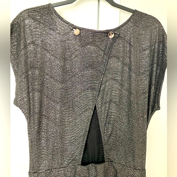 BCBGeneration Shimmery Gunmetal Black Cocktail/Prom/Wedding/Holiday Mini Dress - Picture 3 of 15